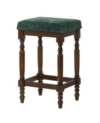 Streamdale Rustic Walnut Counter Stools (Set of 2) - 26 Inch, Padded Seat