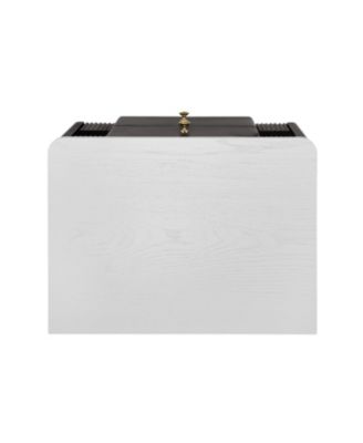 Modern Black Nightstand with Fluted Drawers & Gold Accents