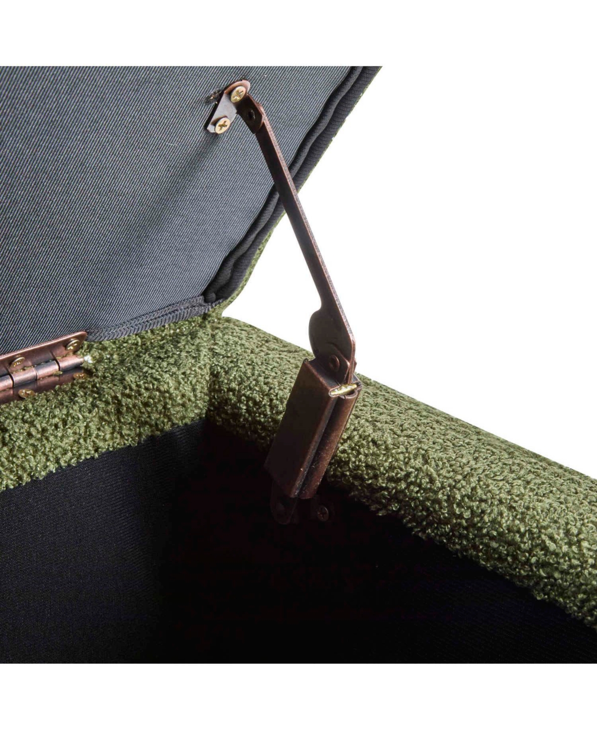 Streamdale Furniture Green Boucle Storage Ottoman with Flip-Top Lid