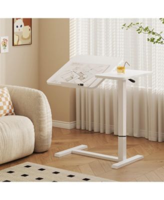Streamdale Rolling Overbed Laptop Desk - Adjustable, Tilting - White