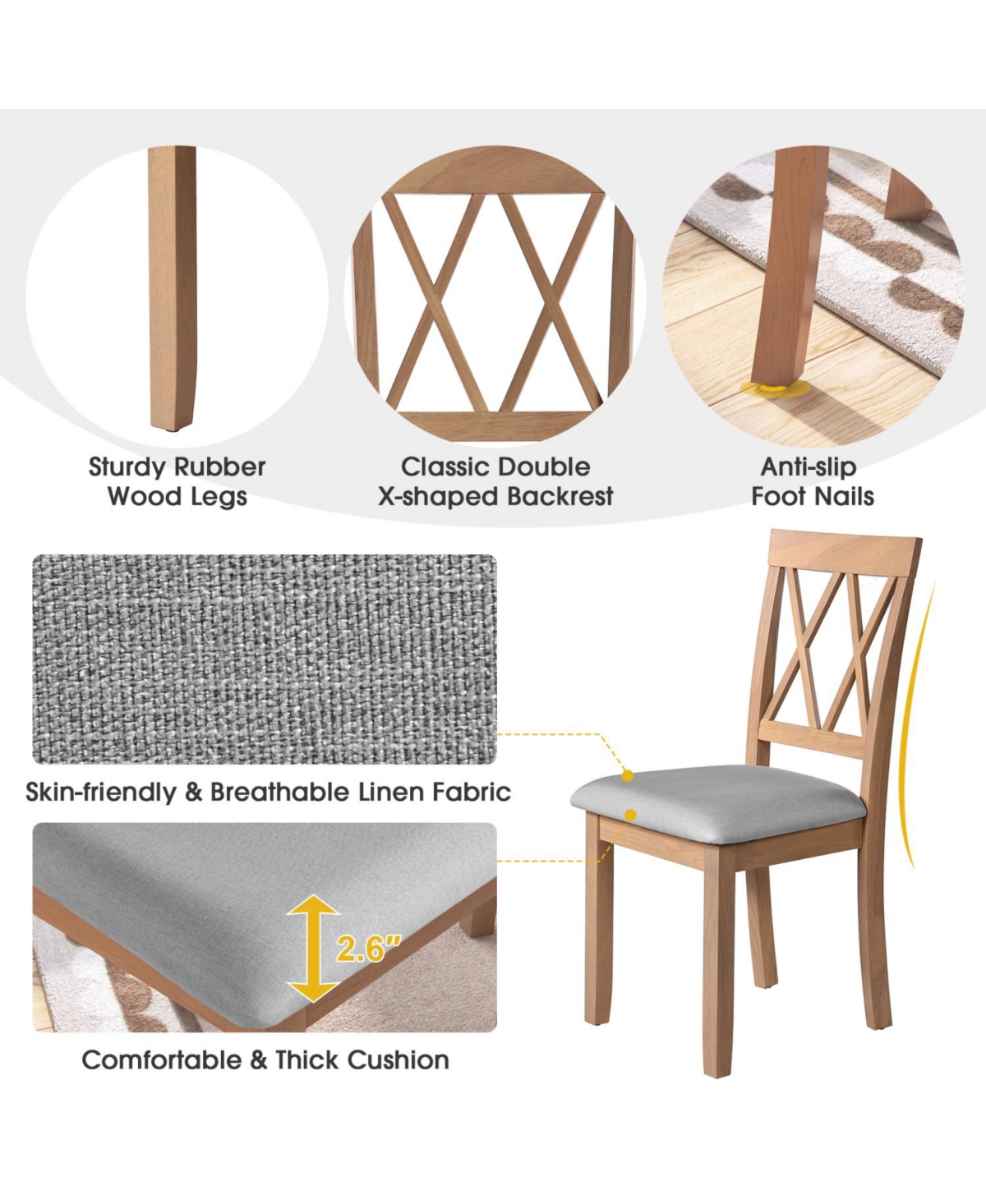 Streamdale Farmhouse Extendable Dining Set for Small Spaces Drop Leaf Table and 4 Upholstered Chairs