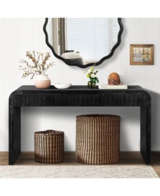 59" Vintage Entryway Table with Two Hidden Drawers for Small Spaces (Antique Black)