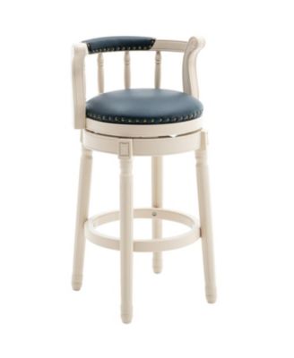 Bar Stools Seat Height 26" Leather Wooden Bar Stools(WHITE-BLUE 1pc)
