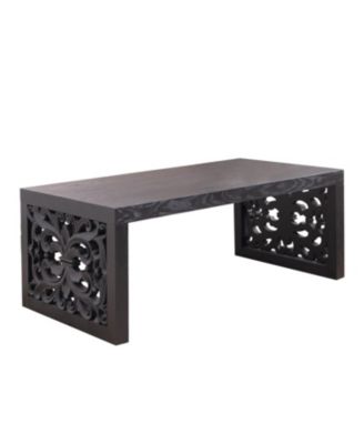 Carved Wood Coffee Table - Ornate Side Panels