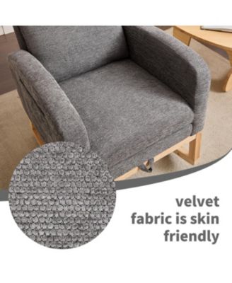 Teddy Rocking Chair with Wood Legs & Side Pocket