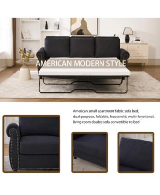 Sleeper Sofa Bed, Pull Out Couch, 3 Seater Sectional, Linen, Dark Gray