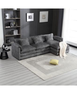 Streamdale Oversized Sectional Cloud Couch, Modern Chenille L Shape, Ottoman & Memory Foam