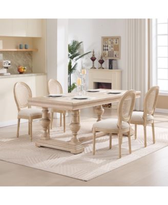 French Country Rattan Back Dining Chairs - Set of 2