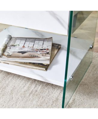 Streamdale Glass and MDF Bedside Table with Drawers