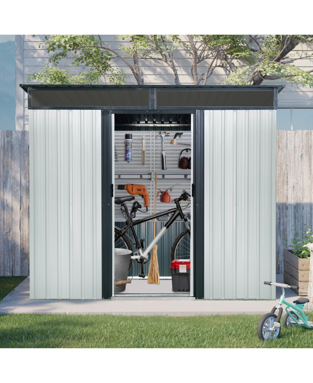 Streamdale Furniture 8' x 6' Outdoor Metal Storage Shed