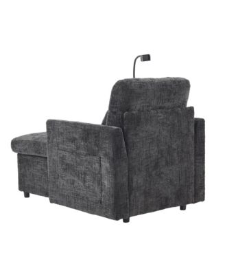  Multifunctional Chenille Recliner Sofa with Storage & Phone Bracket