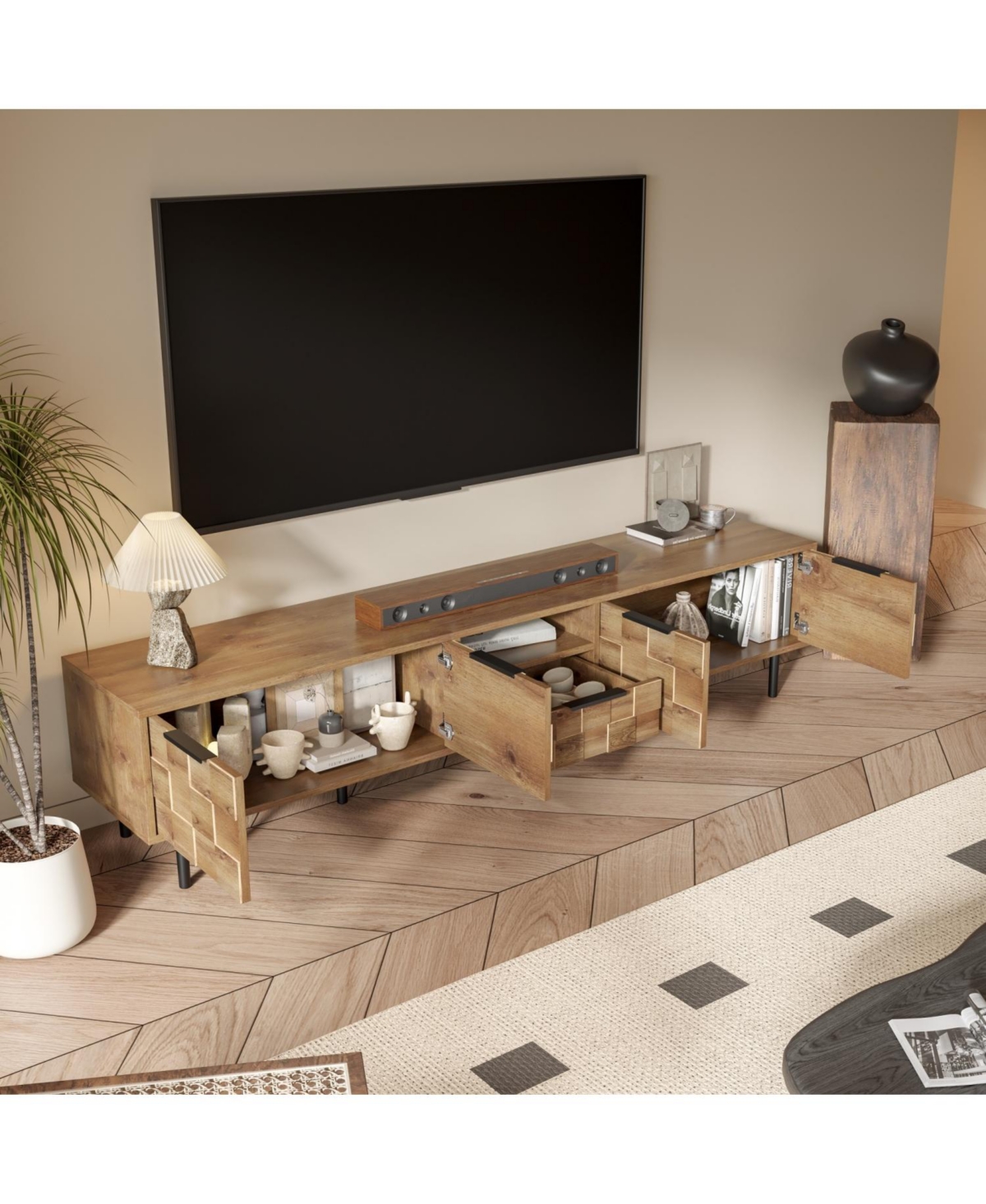 Streamdale Furniture 78" Tv Stand for 65-85 Inch Tv, Entertainment Center with Storage