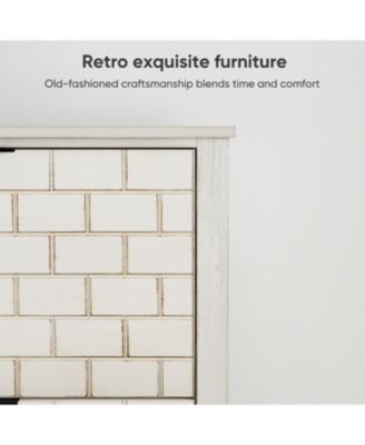 Streamdale Retro White Shoe Cabinet - Mid-Century Style