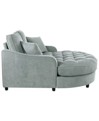 55" Modern Chaise Lounge Sofa Bed, Tufted, Misty Green
