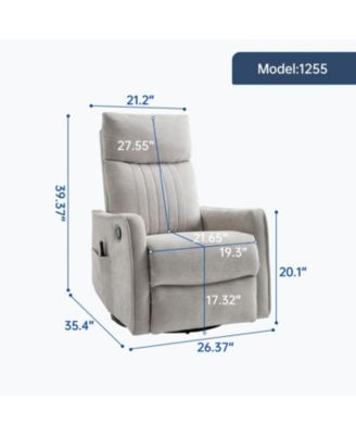 Streamdale Light Grey Heat Massage Rocker Swivel Recliner