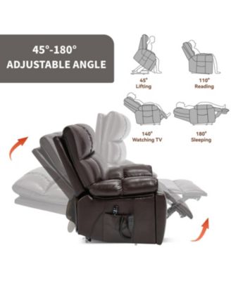 Streamdale Brown Leatheraire Power Lift Recliner with Heat & Massage