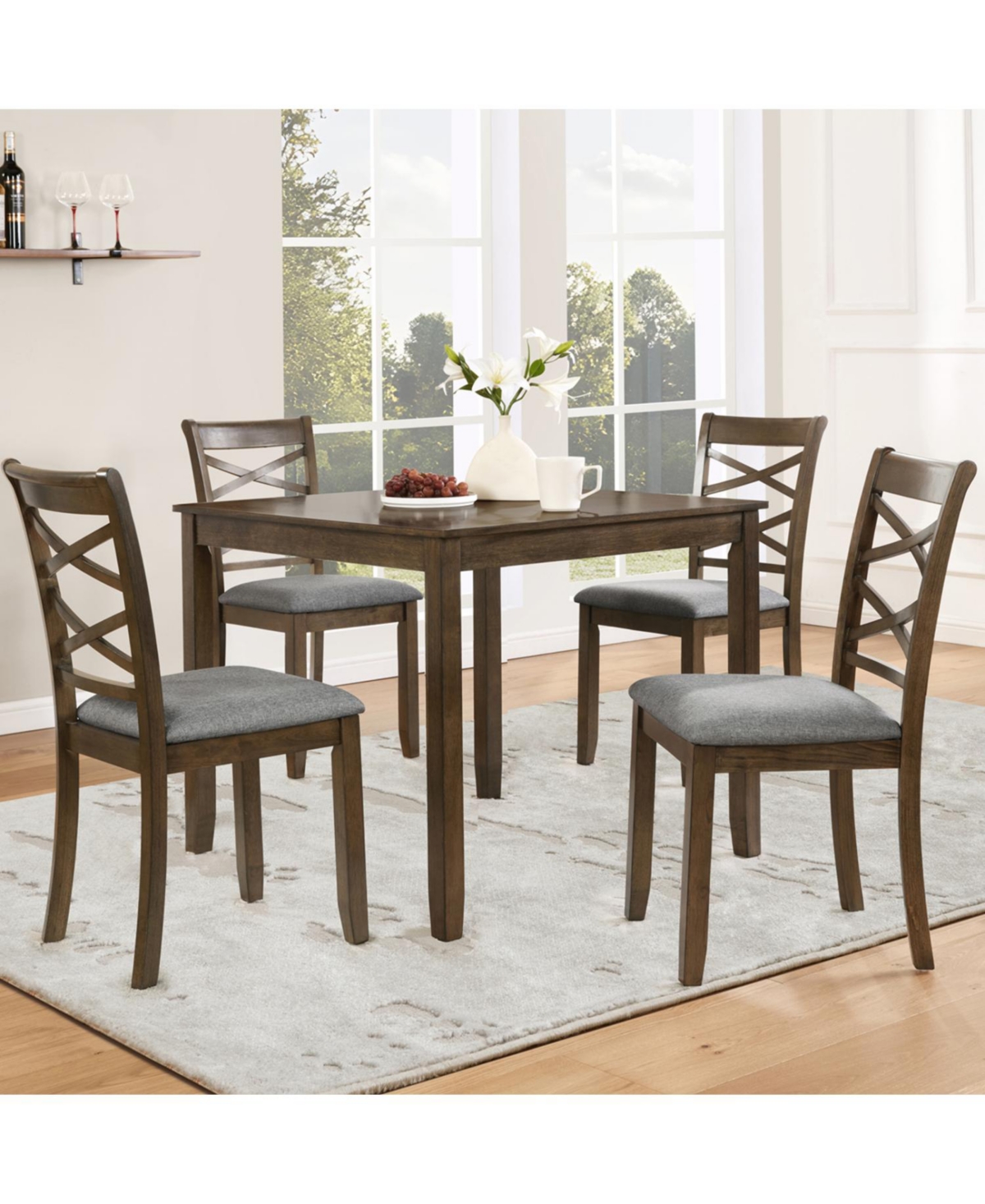 Streamdale Furniture Streamdale Walnut Wood Dining Chairs Set of 4