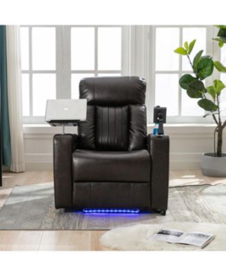 Premium Power Recliner with Storage Arms, Cupholders, Swivel Tray Table and Cell Phone Stand