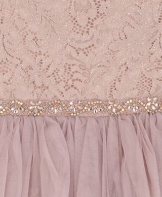 Girls' 7-16 Glitter Lace Bodice Dress