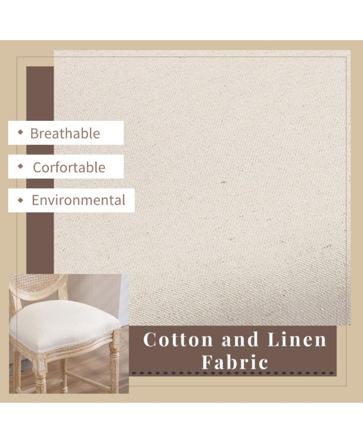 Streamdale Furniture French Country Bar Chairs Set of 2, Rattan Back.