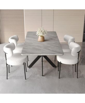  Extendable Dining Table Set with Upholstered Chairs