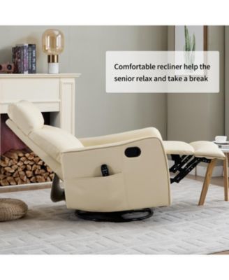 Faux Leather Heat Massage Manual Recliner Chair with Rocker & Swivel