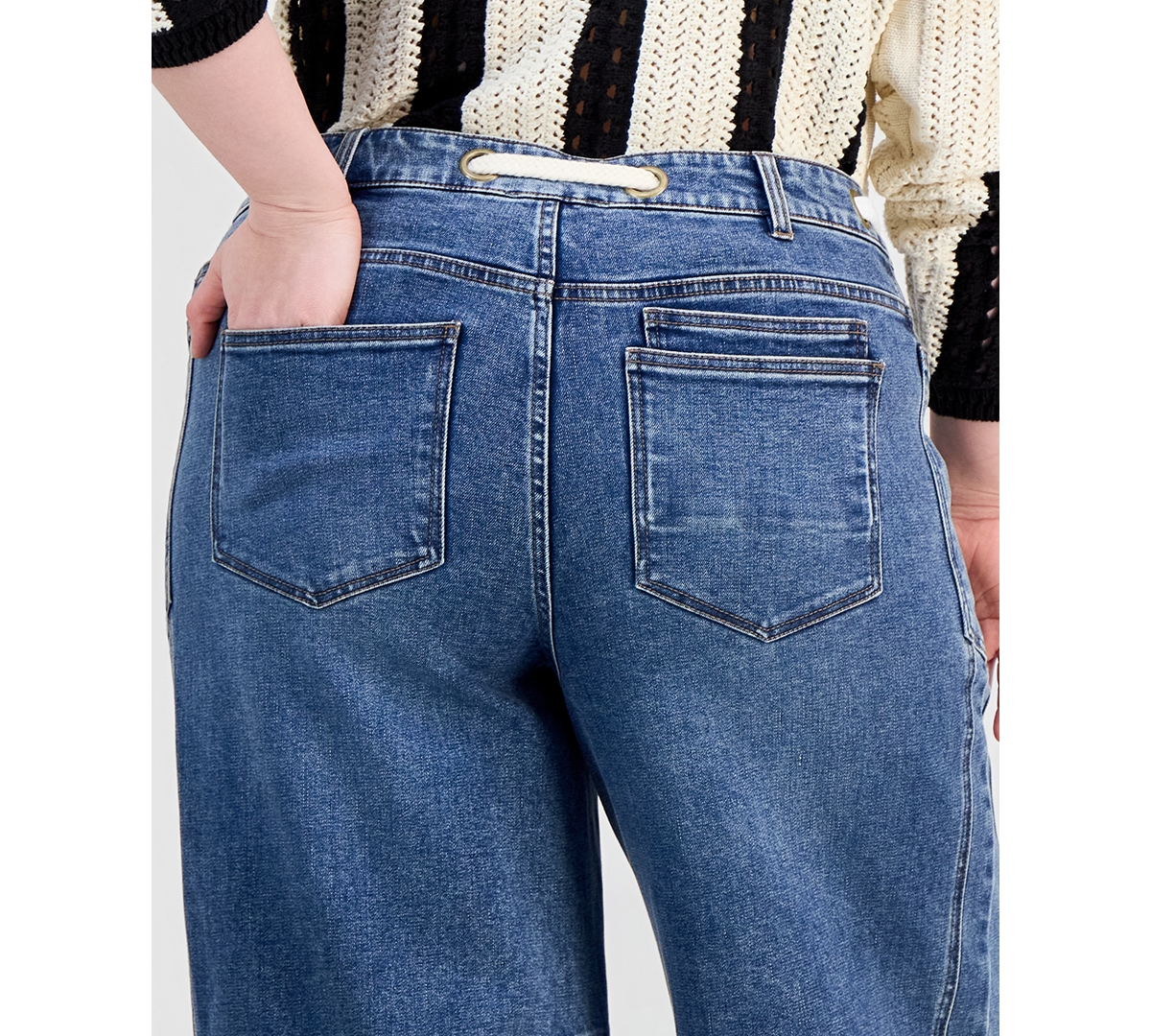 And Now This Trendy Plus Tie-Waist Barrel Jeans, Macy's Exclusive