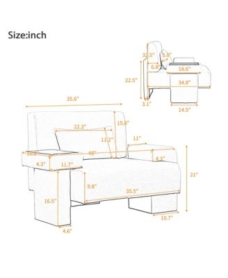 Streamdale Oversized Armchair Wide Mid-Century Chair with Pillow