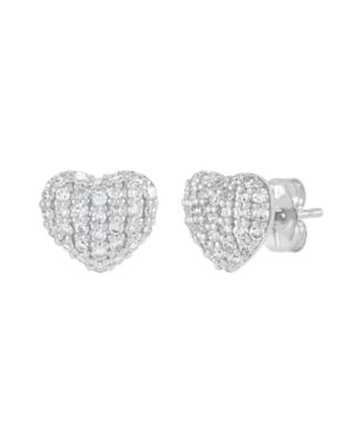 Diamond Heart Stud Earrings (1/2 ct. t.w.) in Sterling Silver and Rhodium