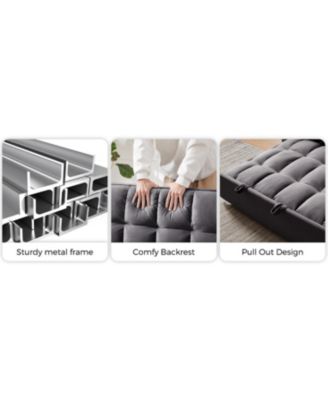 55" Velvet Convertible Sofa Bed - Dark Grey