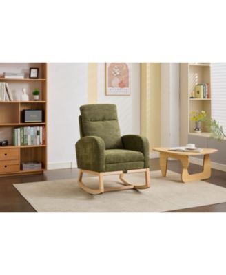 Teddy Rocking Chair with Wood Legs & Side Pocket