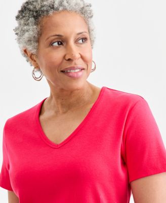 Women's Cotton Short Sleeve V-Neck Top