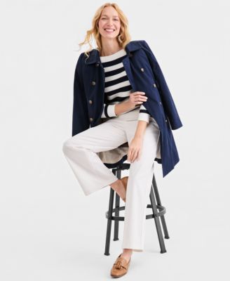 Women's Ribbed Cotton Striped Boatneck Sweater