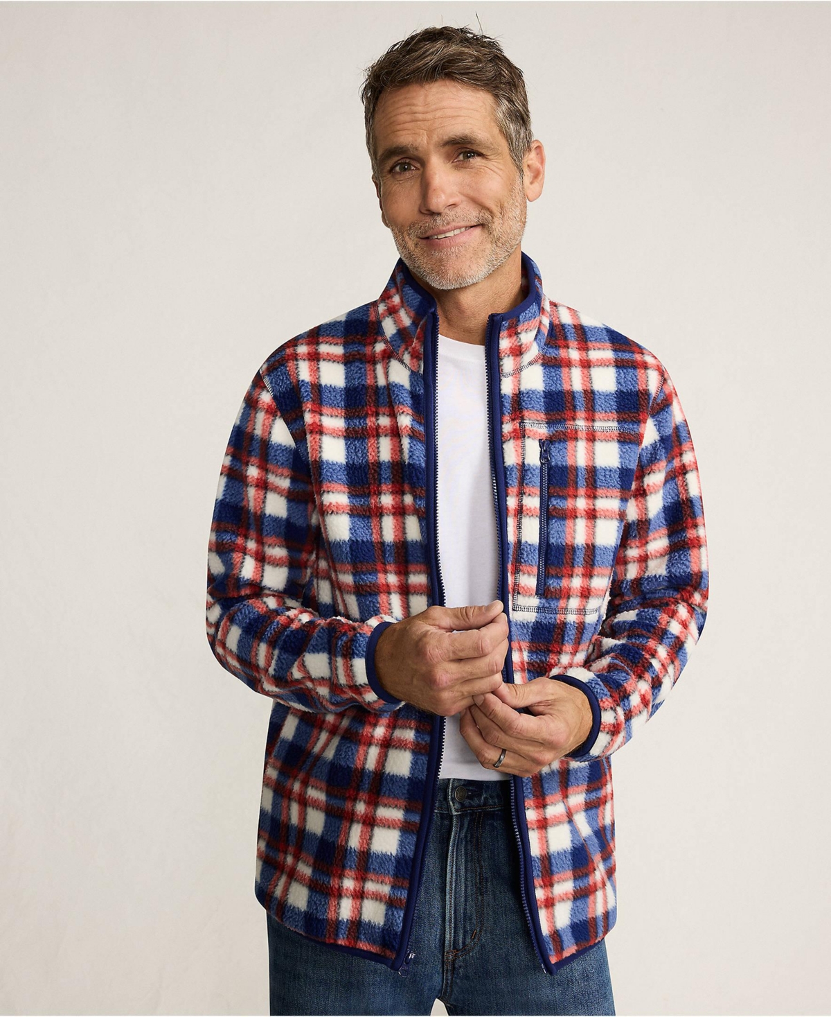 Lands' End Big & Tall Print Full Zip High Pile Fleece Jacket