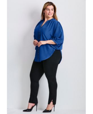 Women's Studded Blouson Sleeve Blouse Tops