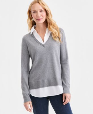 Women's Two-Fer V-Neck Sweater