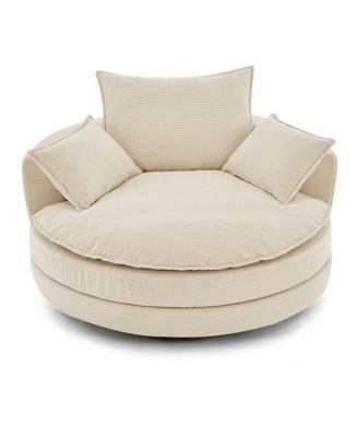 Swivel Barrel Chair with Pillows