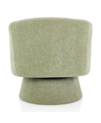 Chenille Swivel Accent Chair - 360 Rotating Barrel, Green