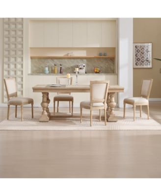  French Country Upholstered Dining Chairs (Set of 2) - Beige