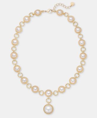 Imitation Pearl Pendant Necklace, 18" + 2" extender