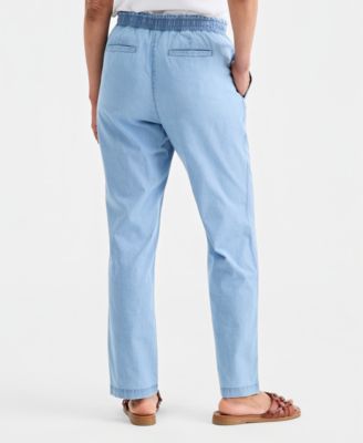 Women's Twill Straight-Leg Pull-On Pants