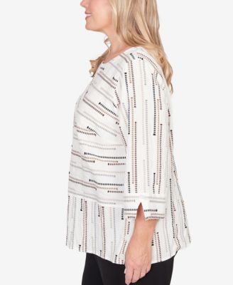 Plus Size Classic Spliced Jacquard Stripe Top