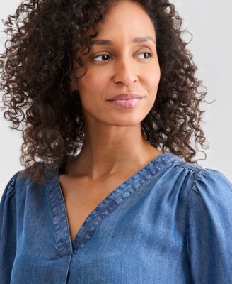 Petite V-Neck Bell Sleeves Top