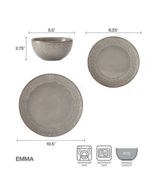 Emma 12 Pc. Dinnerware Set, Service for 4