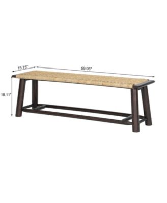 Farmhouse Wood Rattan Bench - 59 Inch