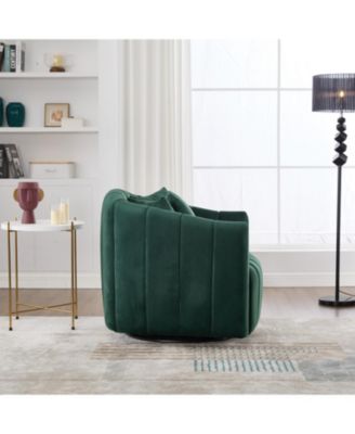 Velvet Swivel Barrel Chair & Half Sofa with Pillows
