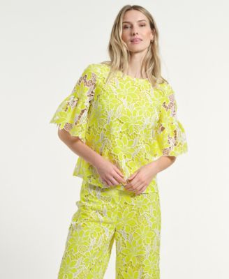 Women's Boxy Eyelet Crewneck Top