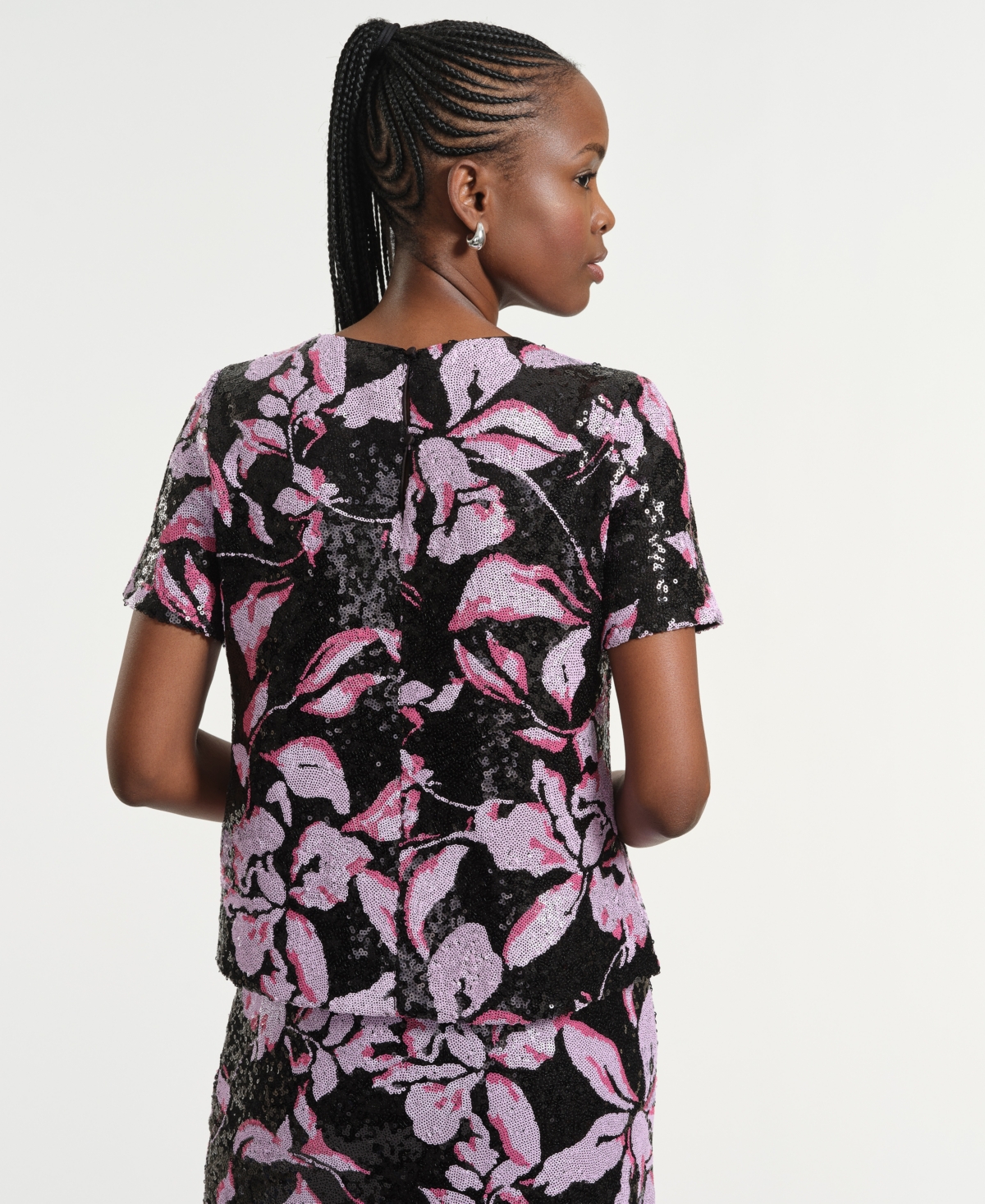 Isaac Mizrahi Women's Crewneck Sequin Top