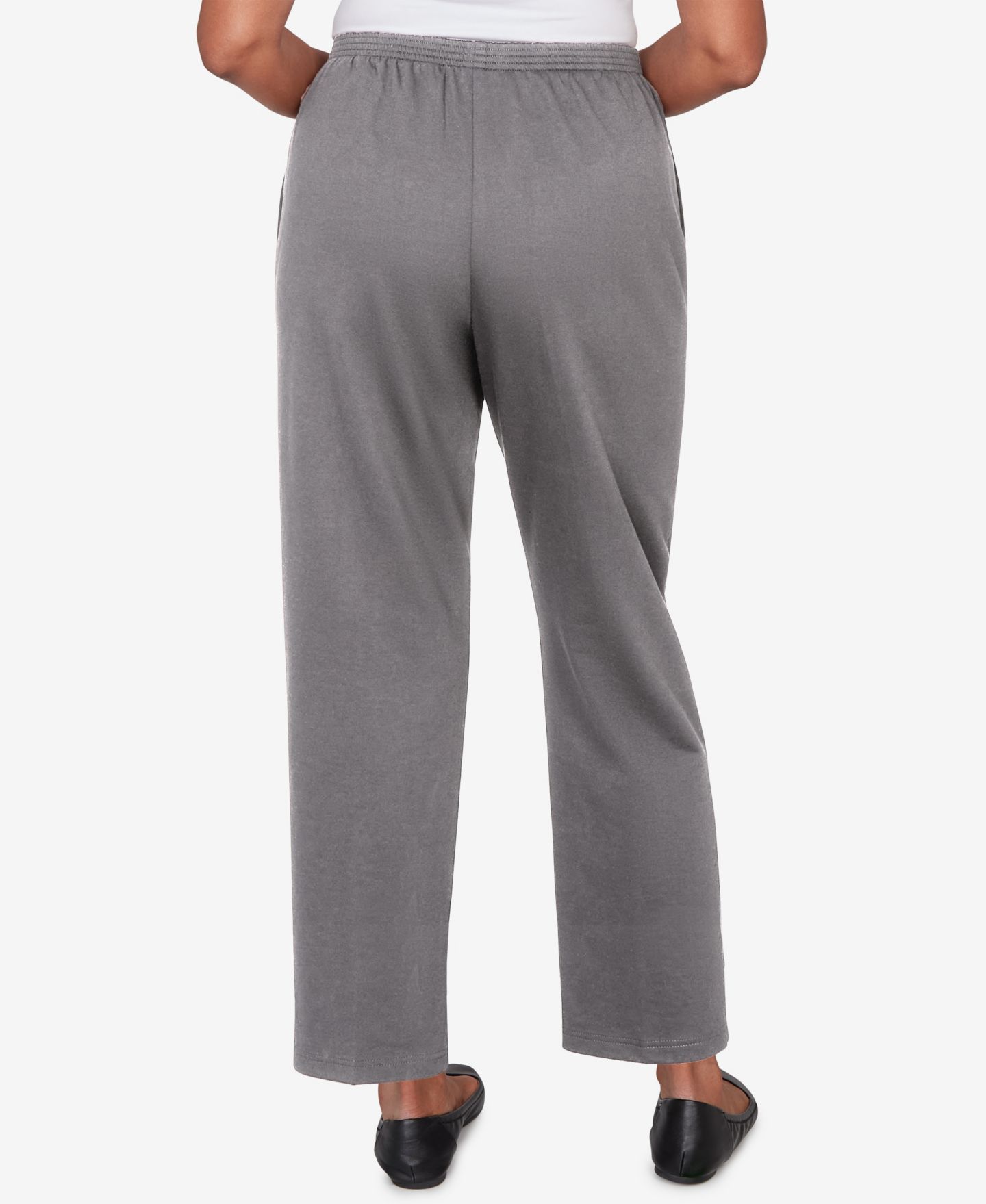 Женские брюки Alfred Dunner Classic French Terry Short Length, цвет: Меланжевый серый — фото 5