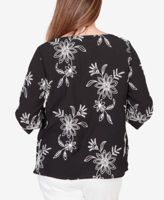 Women's Classic Tossed Floral Embroidered Top